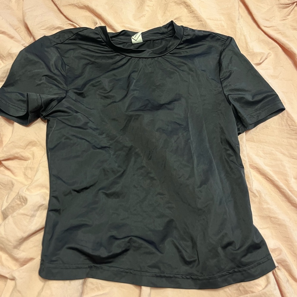 Black Short Sleeve T-Shirt athletic material